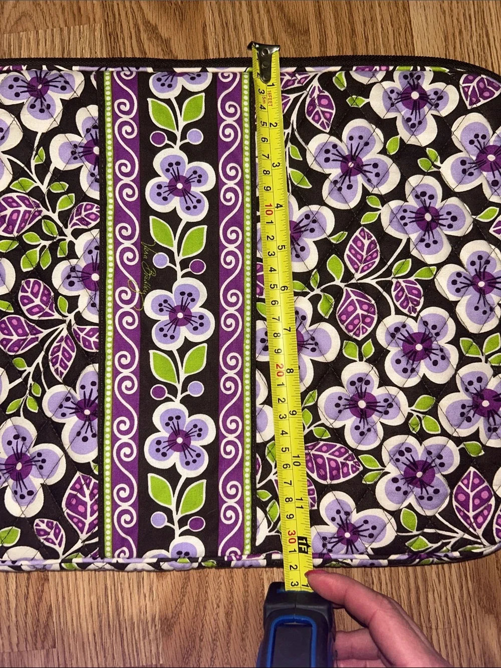 EUC Vera Bradley Purple Floral Quilted Electronics Sleeve with Green Accents